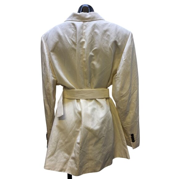 Lafayette 148 Silk Linen Trench Coat Ivory Size 16 - Picture 2 of 9